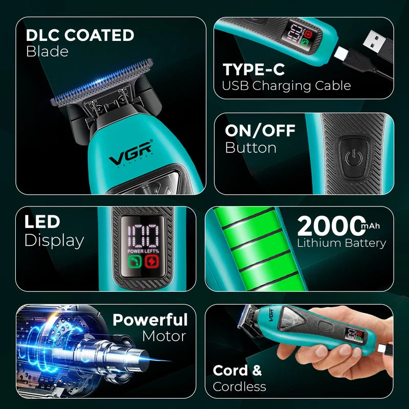 V-035T Profesyonel Saç Sakal Çizim Makinesi Metal Trimmer