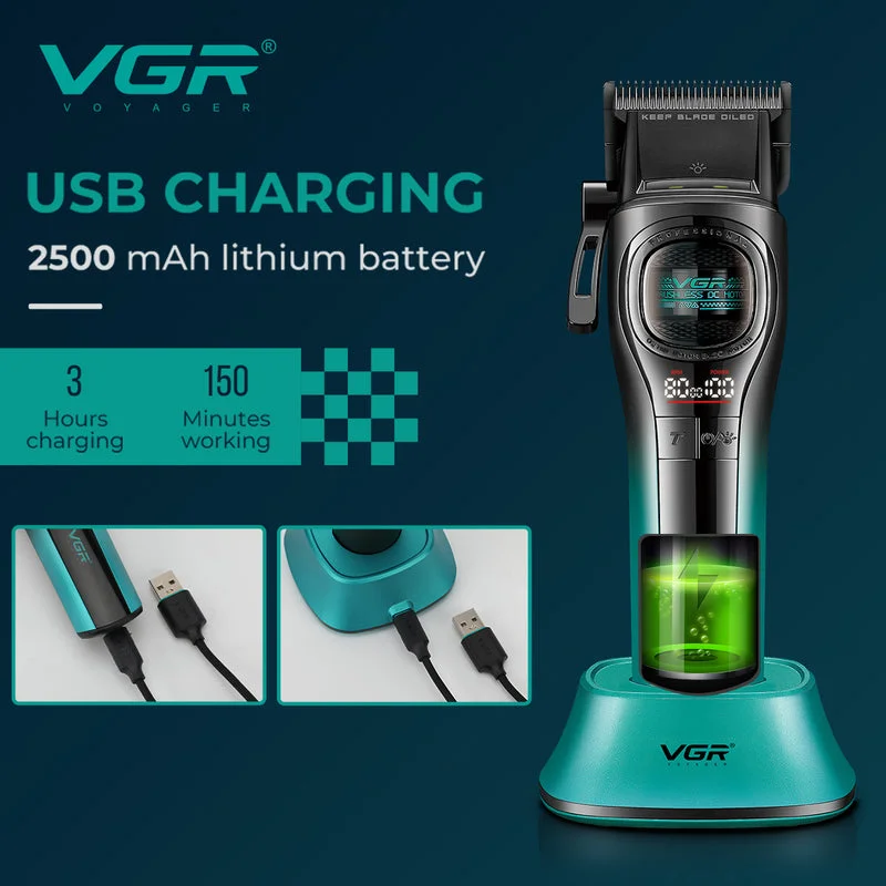 V-888C Profesyonel Saç Kesme Makinesi Şarj Standlı Clipper