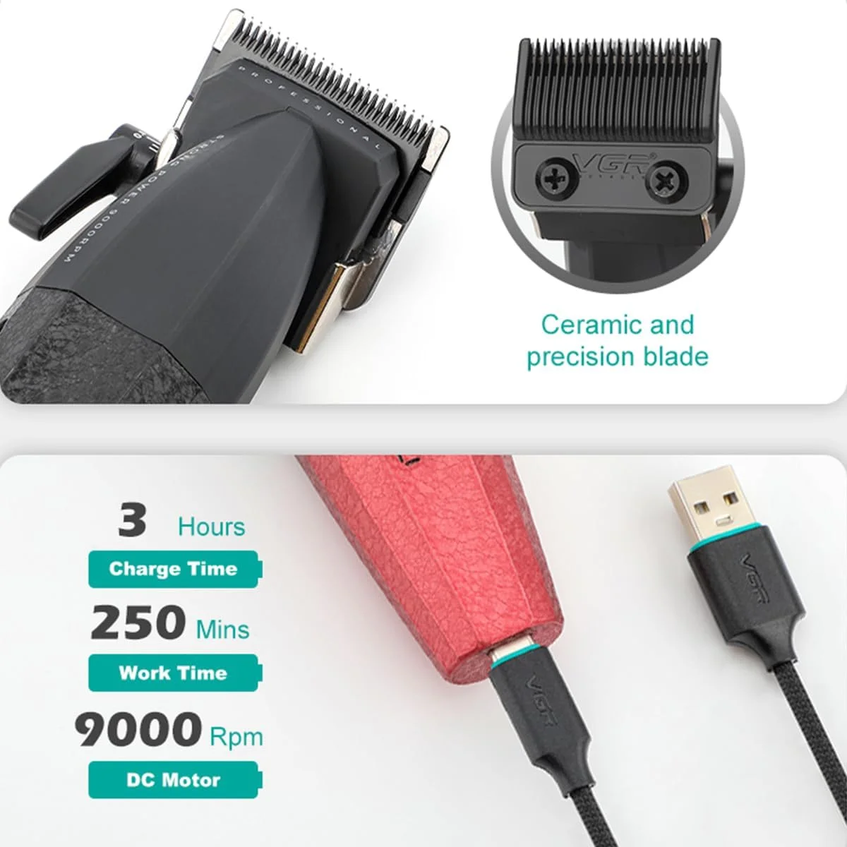 V-640 S2 - Saç, Sakal Tıraş Makinesi Seti - Kırmızı