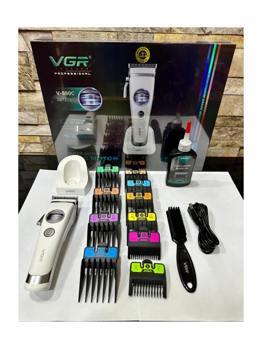 V-880C Profesyonel BLDC Fırçasız Motor Saç Kesme Makinesi Seramik Bıçak Şarj Standlı Clipper