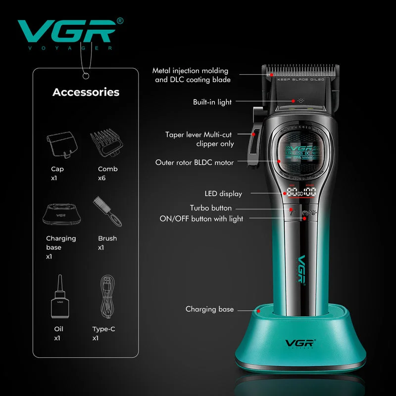 V-888C Profesyonel Saç Kesme Makinesi Şarj Standlı Clipper