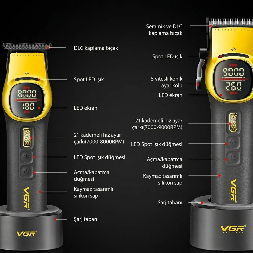 V-885 S2 Profesyonel Çantalı, Şarjlı Saç, Sakal Tıraş Makinesi Set