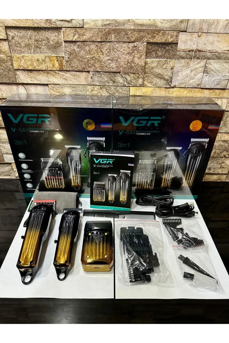 V-644 Gold Serisi 3'ü 1 Arada Saç Sakal Tıraş Makinesi Seti