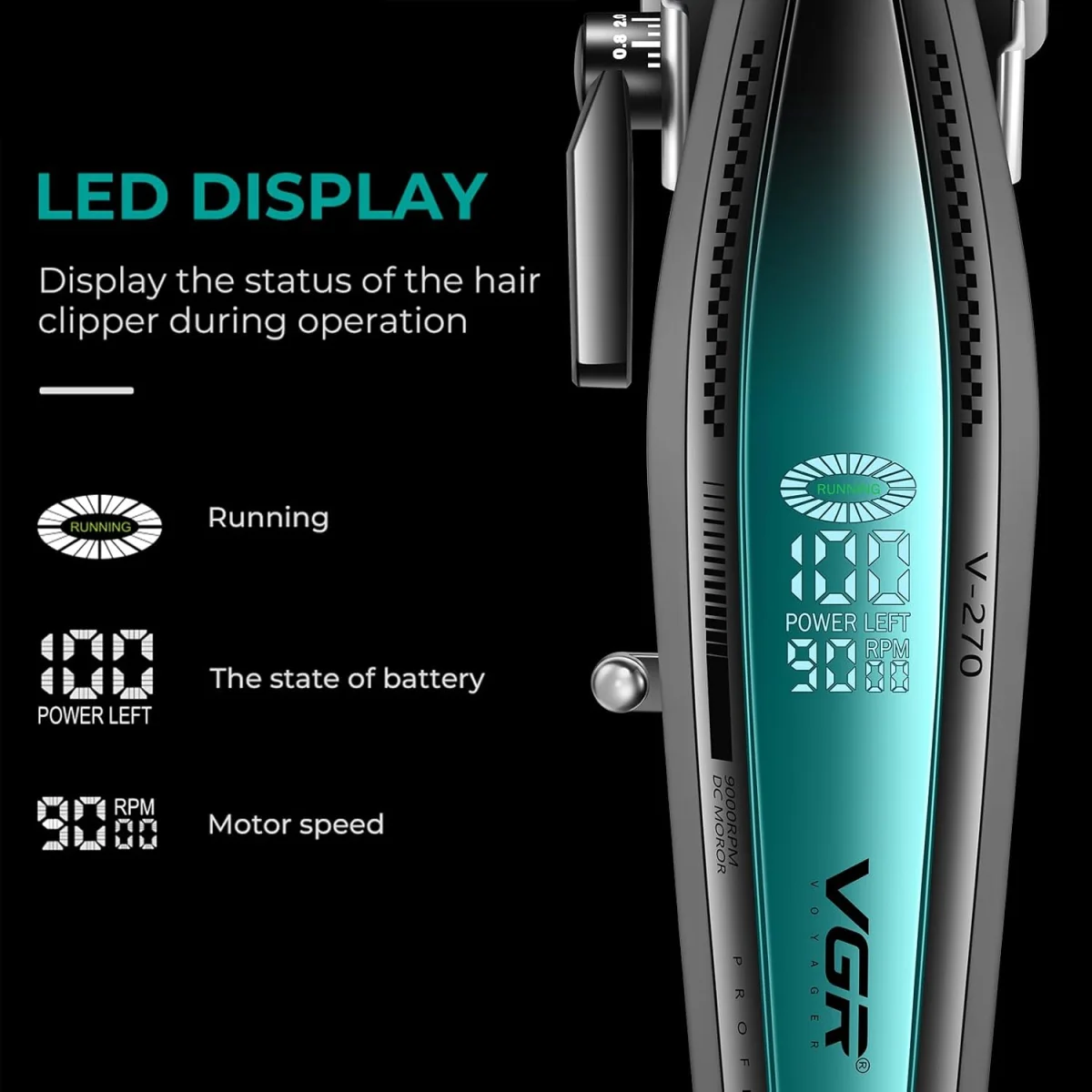 V-270 Şarjlı Saç Tıraş Makinesi - 9000 RPM - Metal Gövdeli
