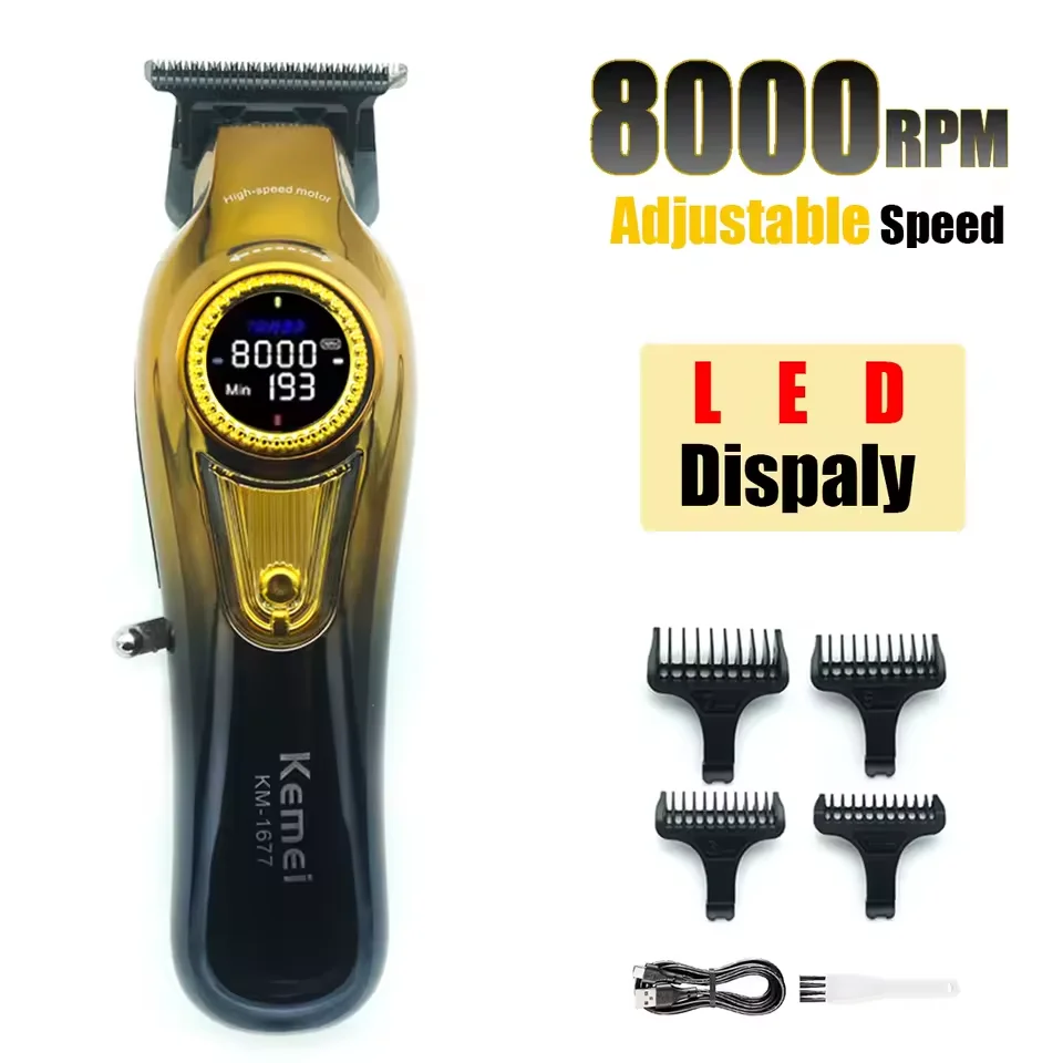 Kemei KM-1677 Profesyonel DLC Bıçaklı Saç Sakal Tıraş Makinesi (Trimmer)
