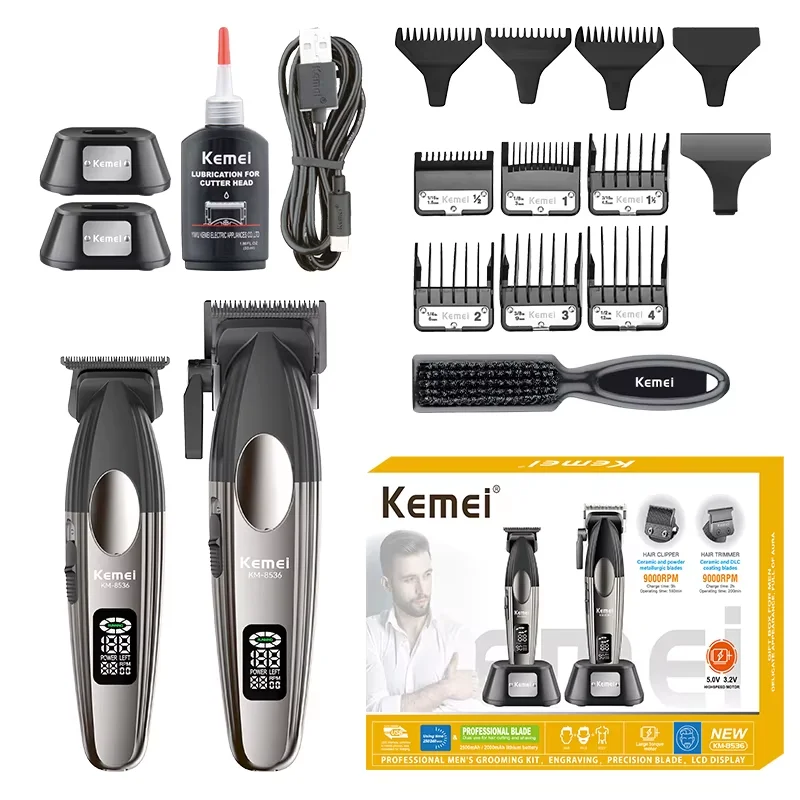 Kemei KM-8536 Profesyonel Saç Sakal İkili Erkek Bakım Seti