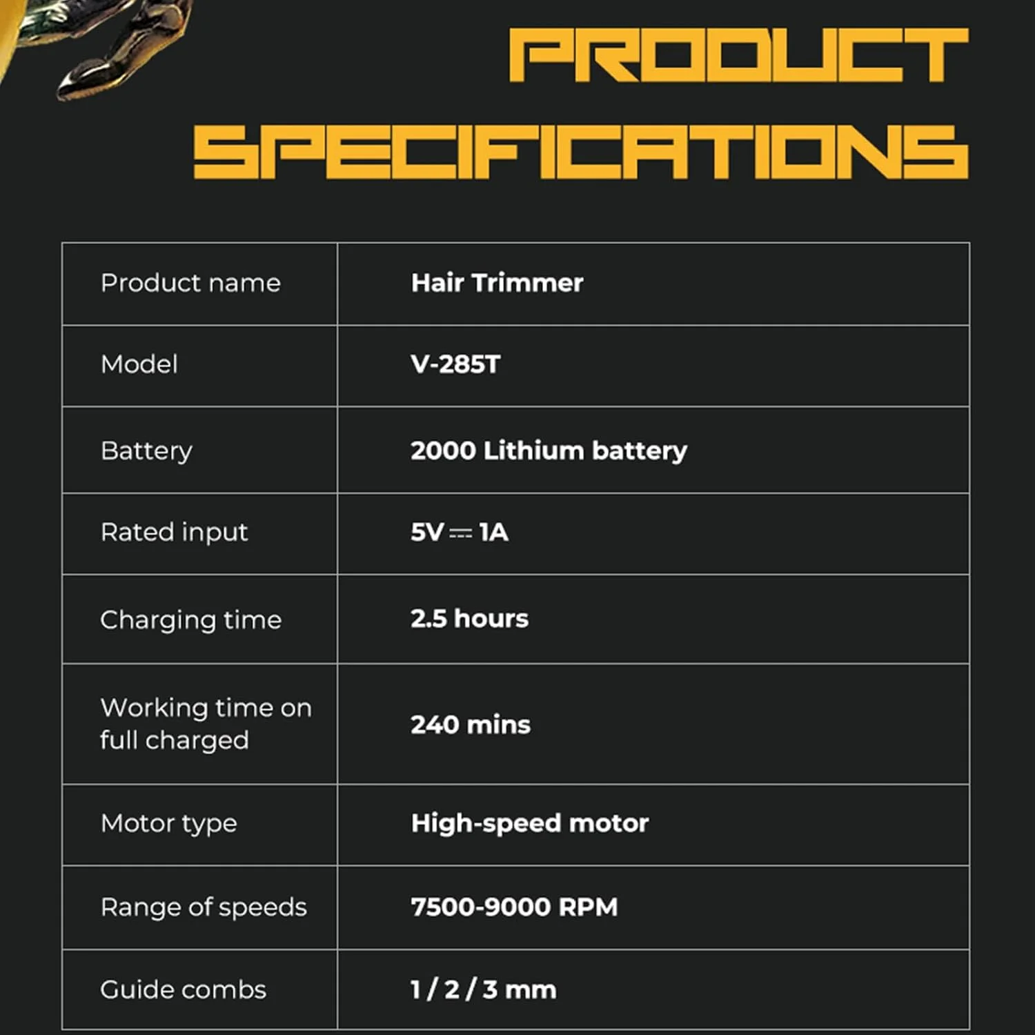 VGR V-285T Profesyonel Sakal Ense ve Çizim Makinesi (Trimmer)