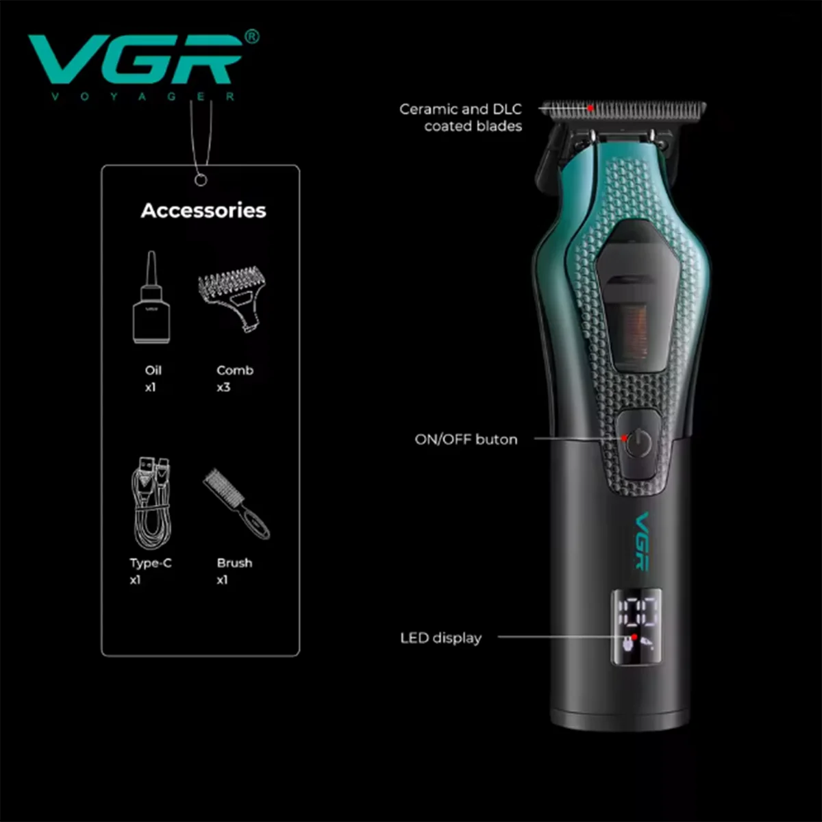 V-997 - 11000RPM - Trimmer Sakal Ense Tıraş Makinesi