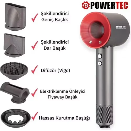 Powertec TR-3333 BLDC Dijital Motorlu Saç Kurutma ve Fön Makinesi