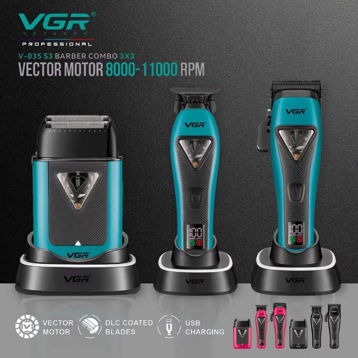 VGR V-035 S3 Çantalı Tıraş Makinesi Seti - 3'ü 1 Arada