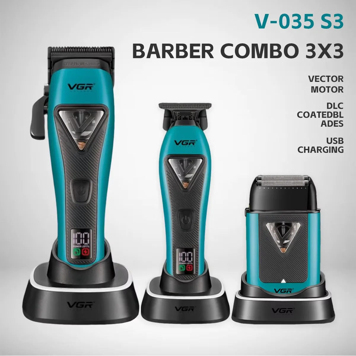 VGR V-035 S3 Çantalı Tıraş Makinesi Seti - 3'ü 1 Arada