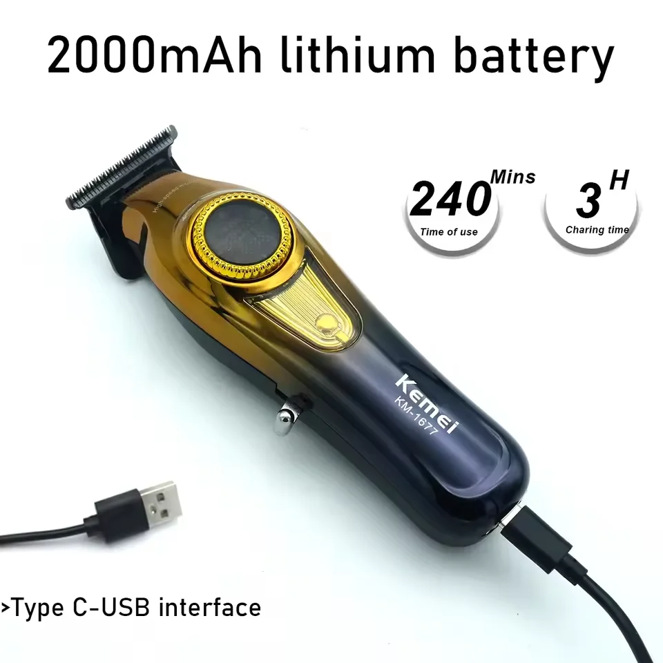 Kemei KM-1677 Profesyonel DLC Bıçaklı Saç Sakal Tıraş Makinesi (Trimmer)