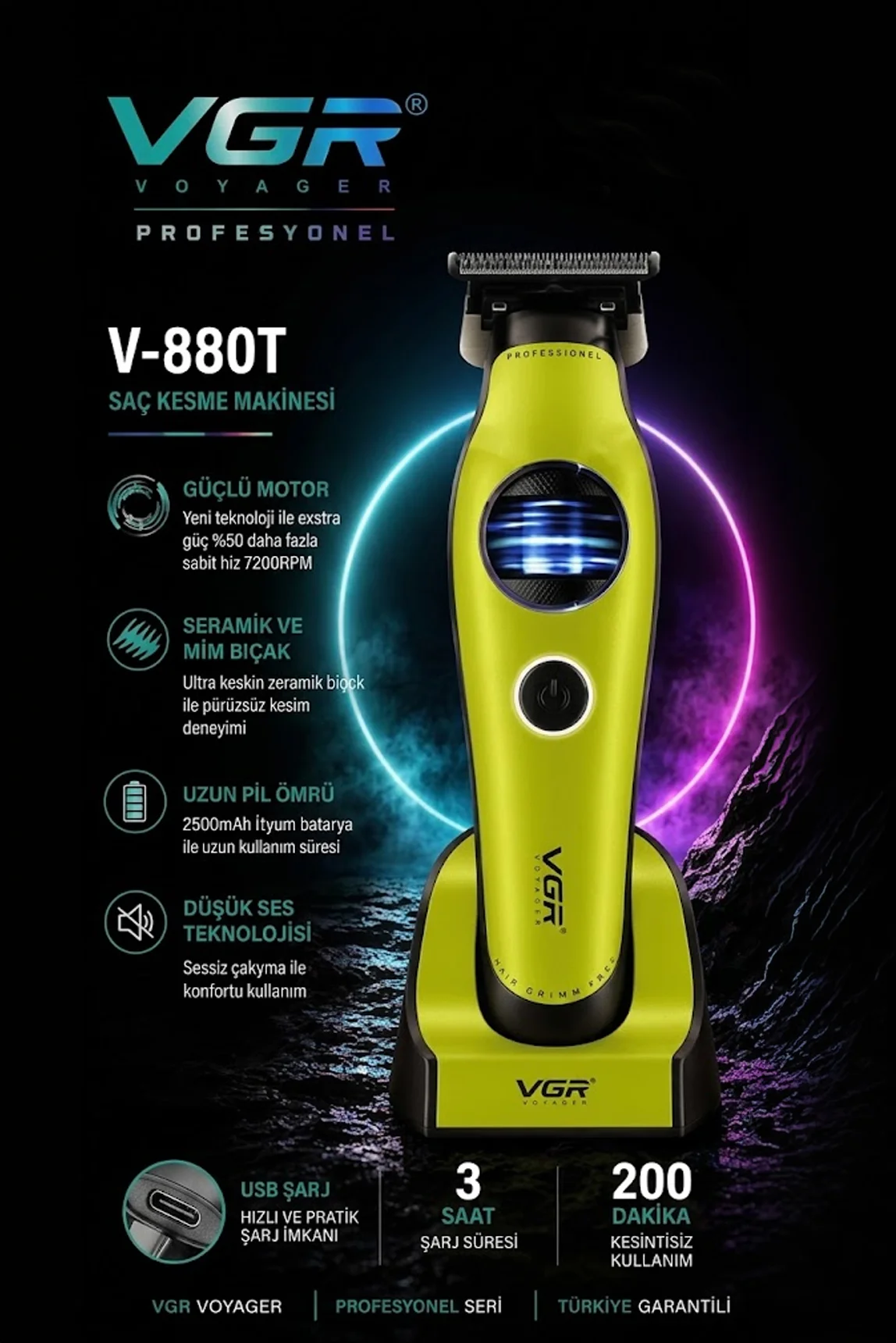 V-880T Sakal, Ense Kesme Tıraş Makinesi - Trimmer