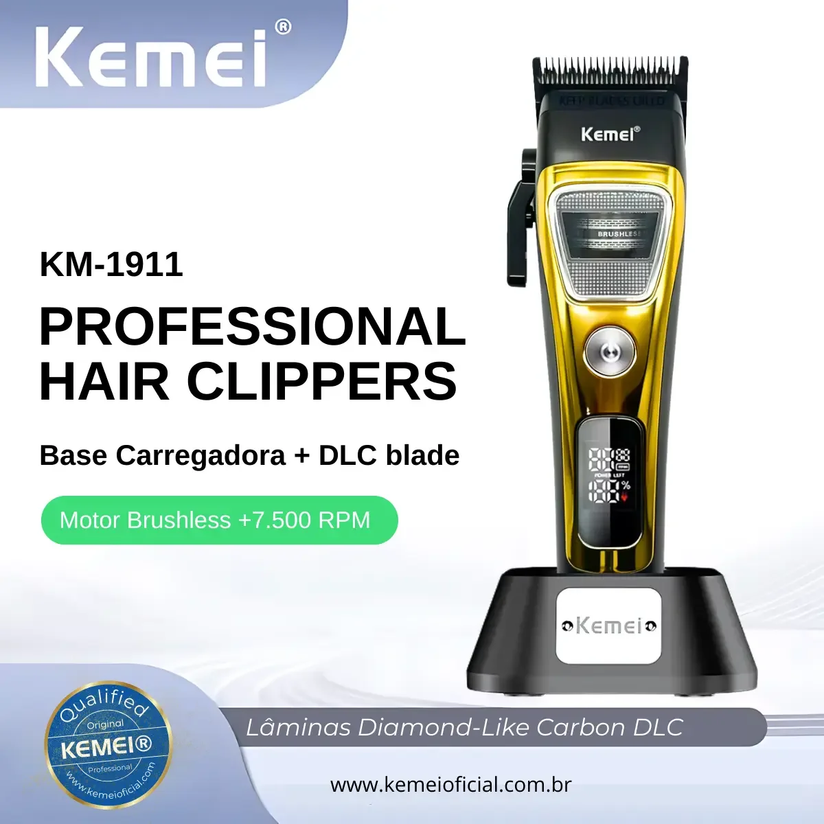 Kemei KM-1911 Profesyonel Saç Tıraş Makinesi (Clipper) (SARI)