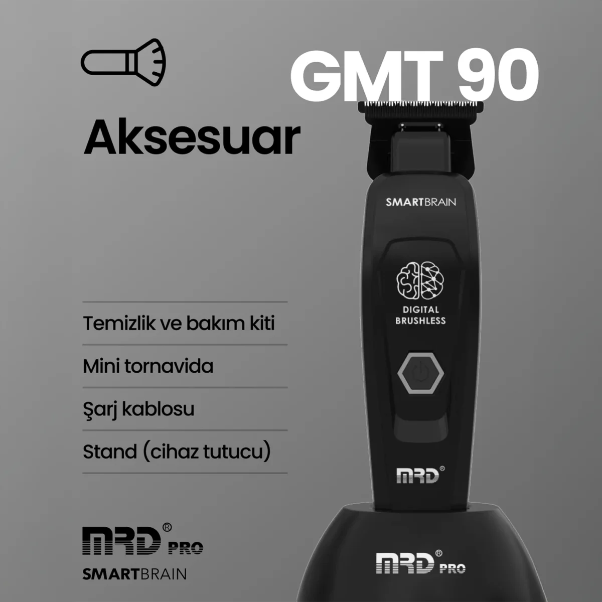 MRD PRO Smart Brain GMT-90 Profesyonel Saç Sakal Çizim Makinesi (Trimmer) (SİYAH)