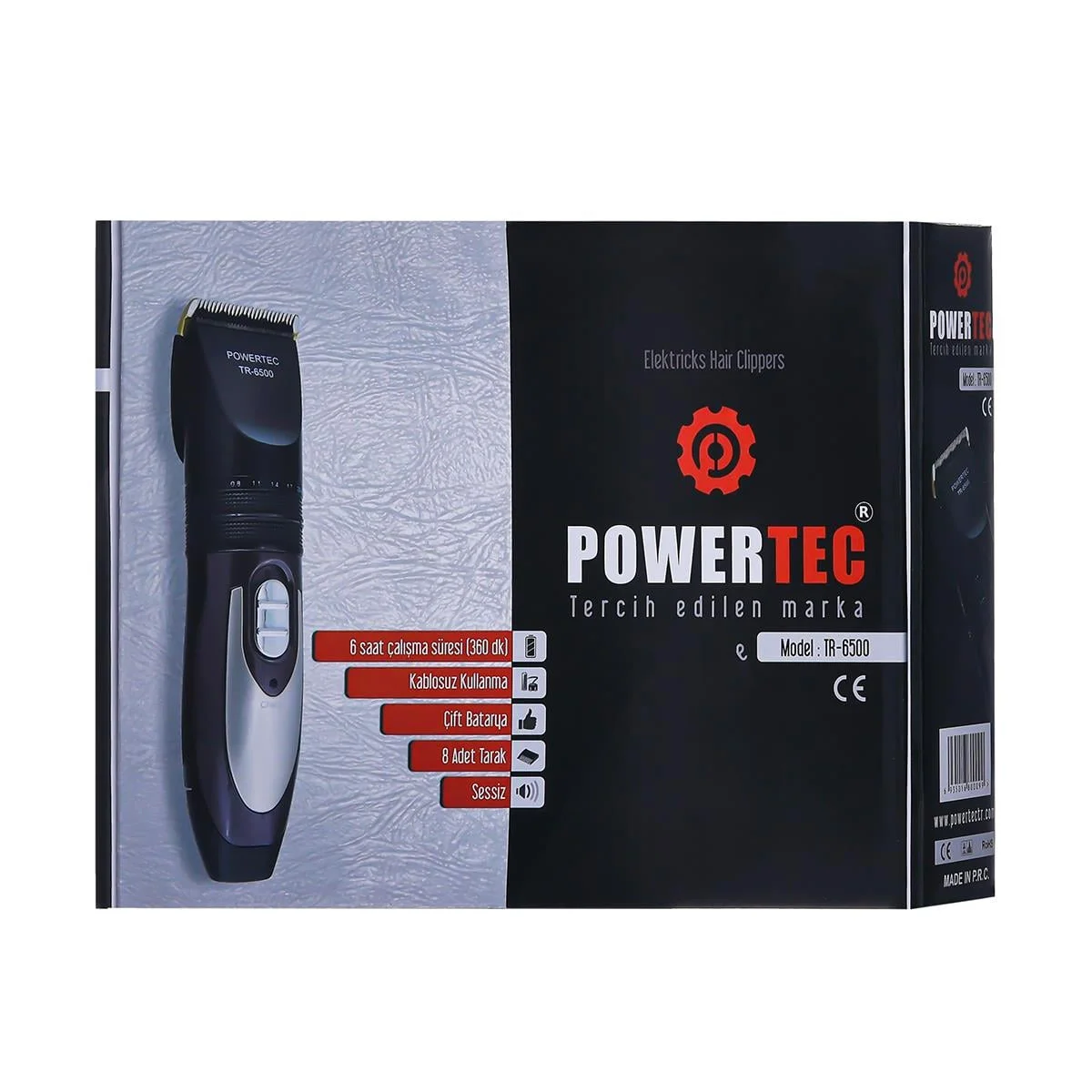 Powertec TR-6500 Profesyonel Yedek Bataryalı Şarjlı Saç Sakal Tıraş Makinesi
