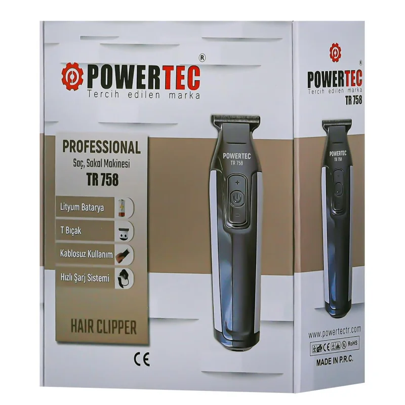 Powertec TR-758 Profesyonel Sakal Ense Tıraş Makinesi (0.1mm-Sıfıra En Yakın)