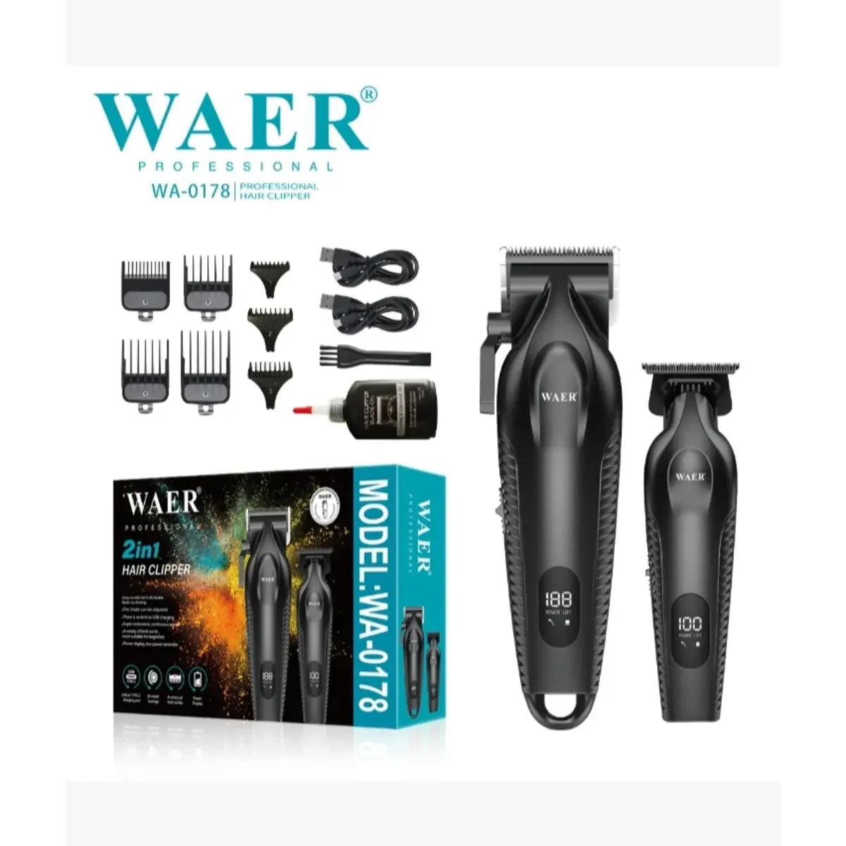 Waer WA-0178 2in1 Profesyonel Saç Sakal İkili Berber Seti
