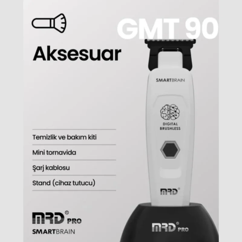 MRD PRO Smart Brain GMT-90 Profesyonel Saç Sakal Çizim Makinesi (Trimmer) (BEYAZ)