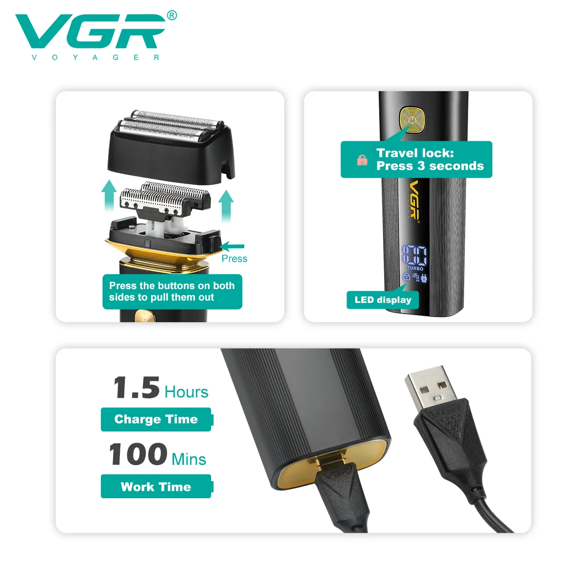 VGR V-355 Profesyonel Sinekkaydı Tıraş Makinesi (Shaver)
