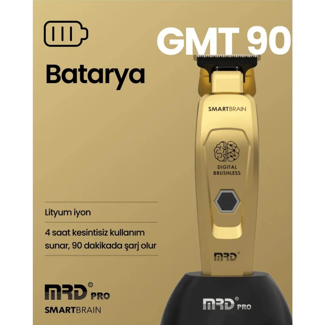 MRD PRO Smart Brain GMT-90 Profesyonel Saç Sakal Çizim Makinesi (Trimmer) (GOLD)
