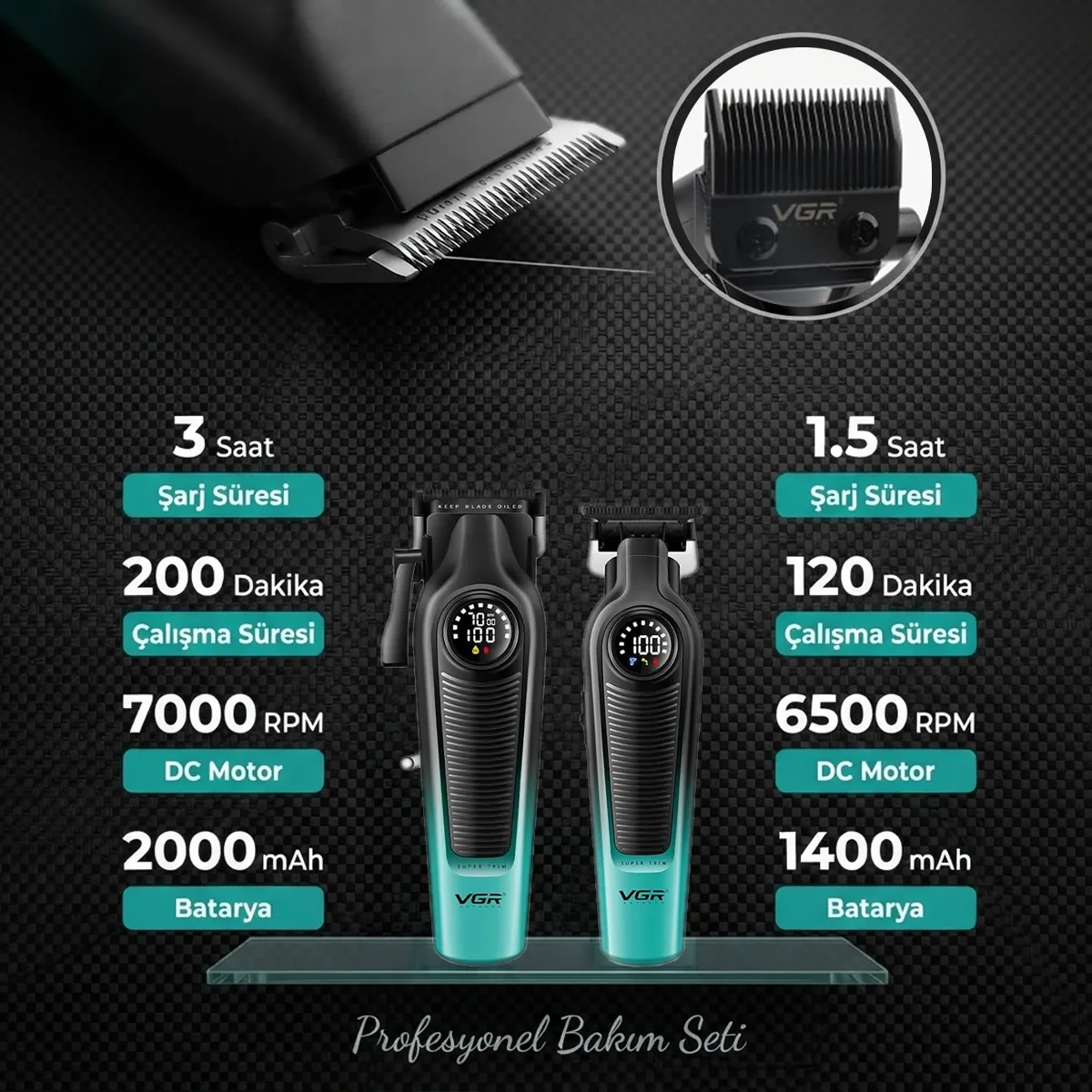 VGR V-196&996 Tıraş Makinesi Saç Kesme Seti - Clipper - Trimmer 2'li Set