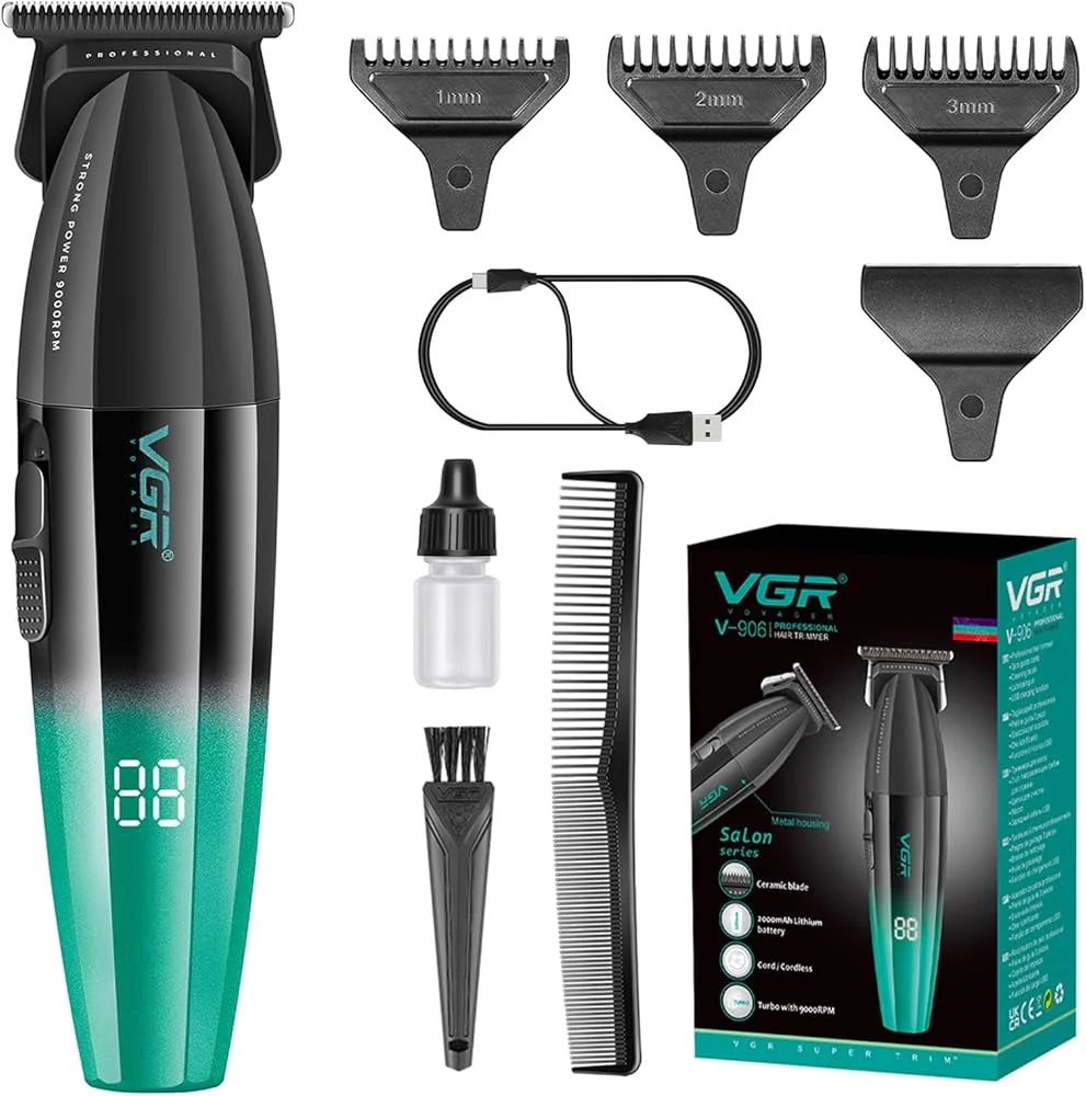 VGR Tıraş Makinesi V-906 Salon Series 9000 RPM Metal Gövde Saç Sakal Kesme Makinesi