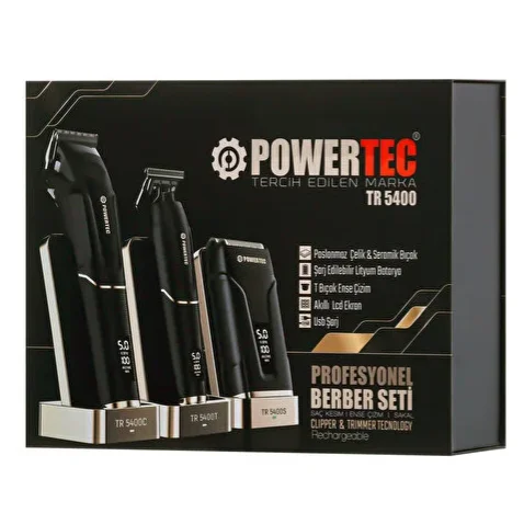 Powertec TR-5400 Profesyonel 3in1 Berber Seti