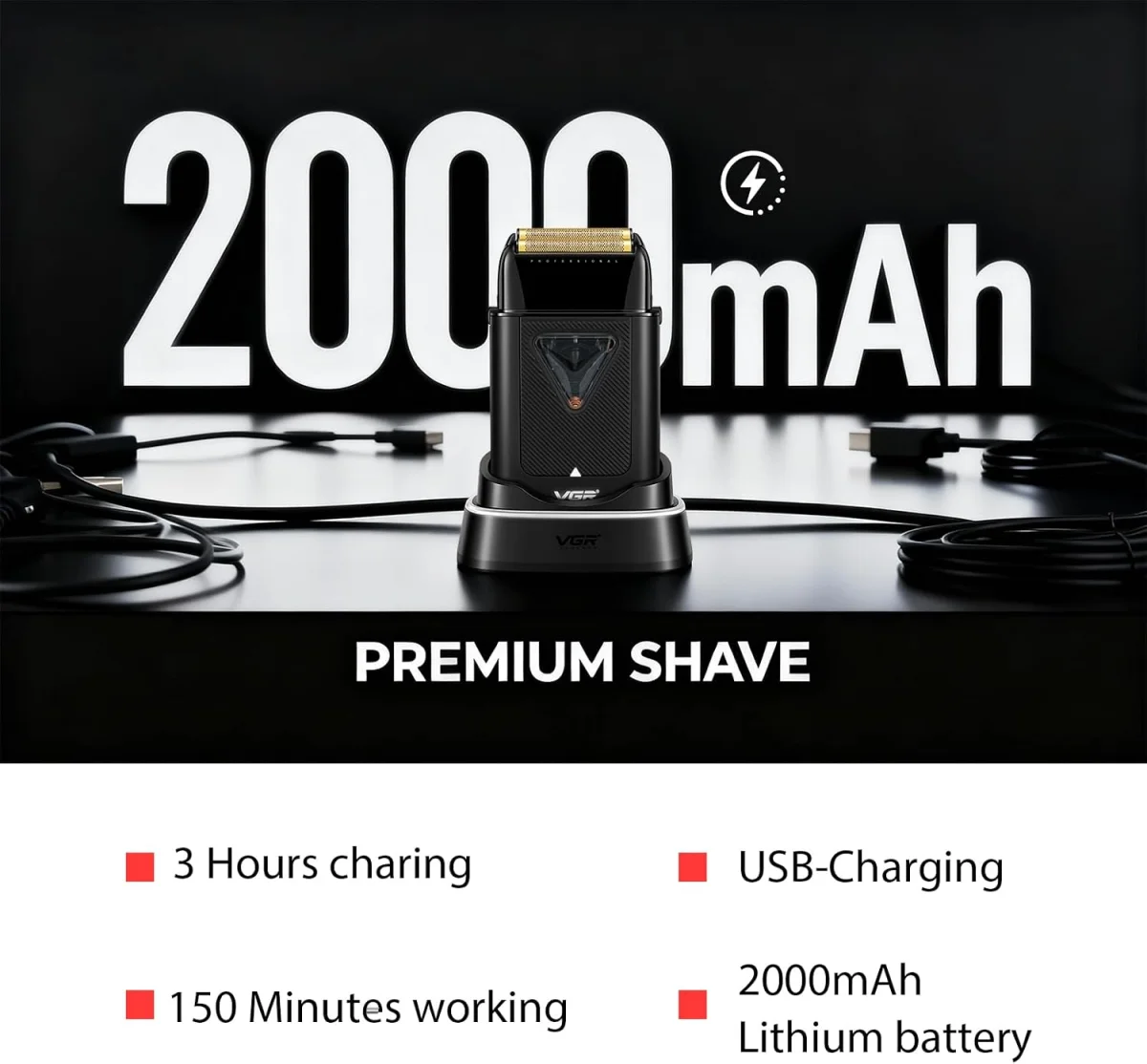 VGR V-334 Folyo Tıraş Makinesi – 10.000 RPM Standlı
