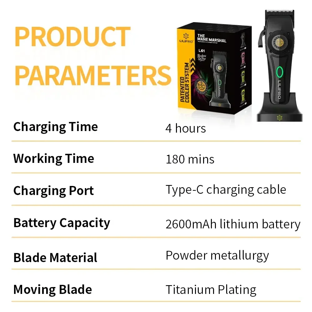 Lilipro L61 Profesyonel Saç Tıraş Makinesi (Clipper) (SİYAH)