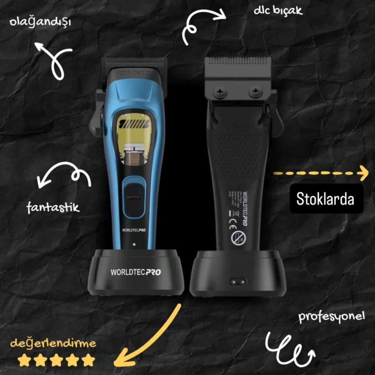 Saç Tıraş Makinesi - Worldtec WT-1994  – DLC Titanyum Bıçaklı