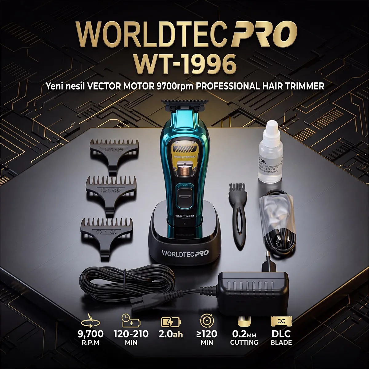 3'lü Tıraş Makinesi Seti – Worldtecpro - WT- 1994 - 1996 - 2001