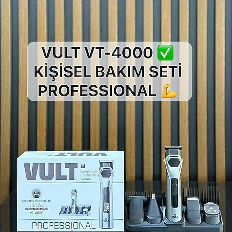 Vult VT-4000 Profesyonel Saç Sakal Tıraş Makinesi Seti (4'ü Bir Arada)