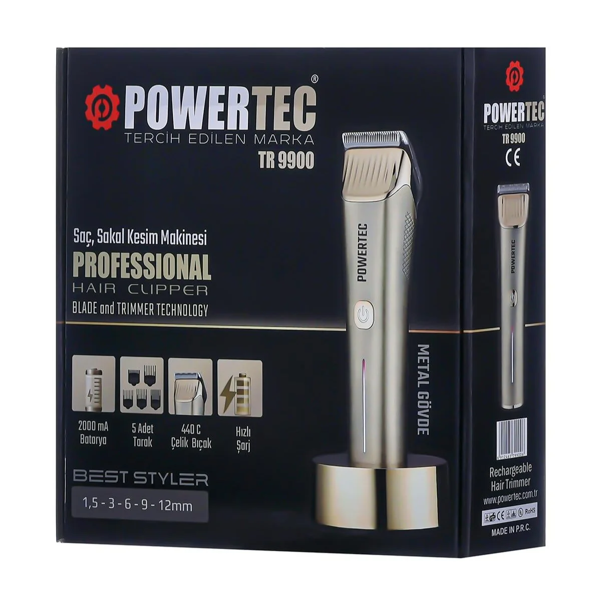Powertec TR-9900 Saç Sakal Çizim Makinesi (Trimmer)