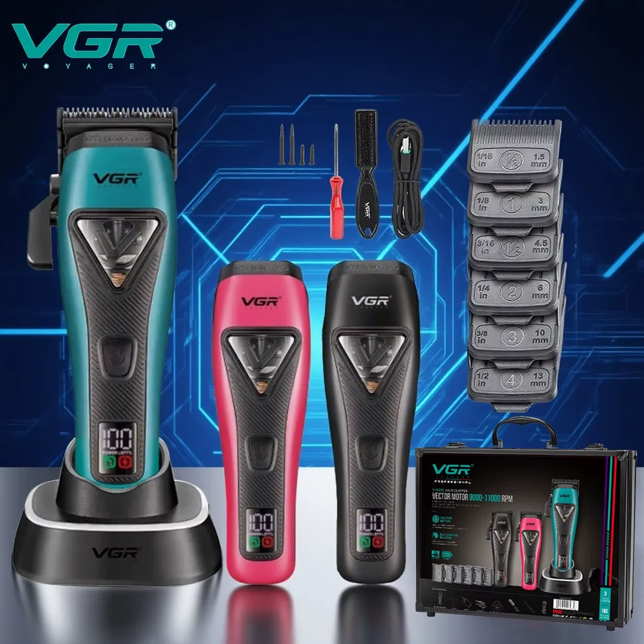 V-035C - Saç Tıraş Makinesi - 11000 RPM - Şarjlı - Yedek Kapaklı