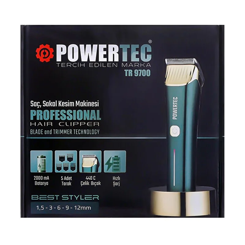 Powertec TR-9700 Saç Sakal Kesim Makinesi (Trimmer)