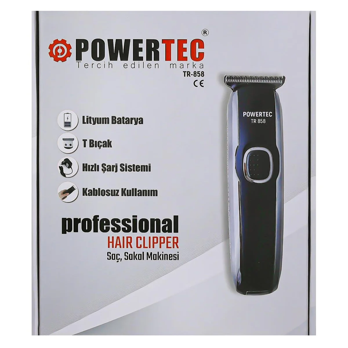 Powertec TR-858 Profesyonel T-Bıçak Saç Sakal Ense Tıraş Makinesi