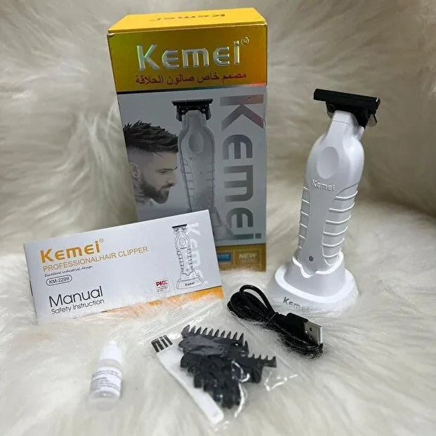 Kemei KM-2299 Profesyonel Saç Sakal Çizim Makinesi (Trimmer) (BEYAZ)