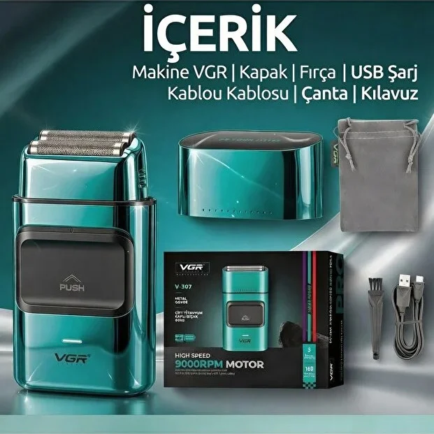 Vgr V-307 Profesyonel Metal Gövdeli Sıfırlayıcı Tıraş Makinesi (Shaver) (TURKUVAZ)