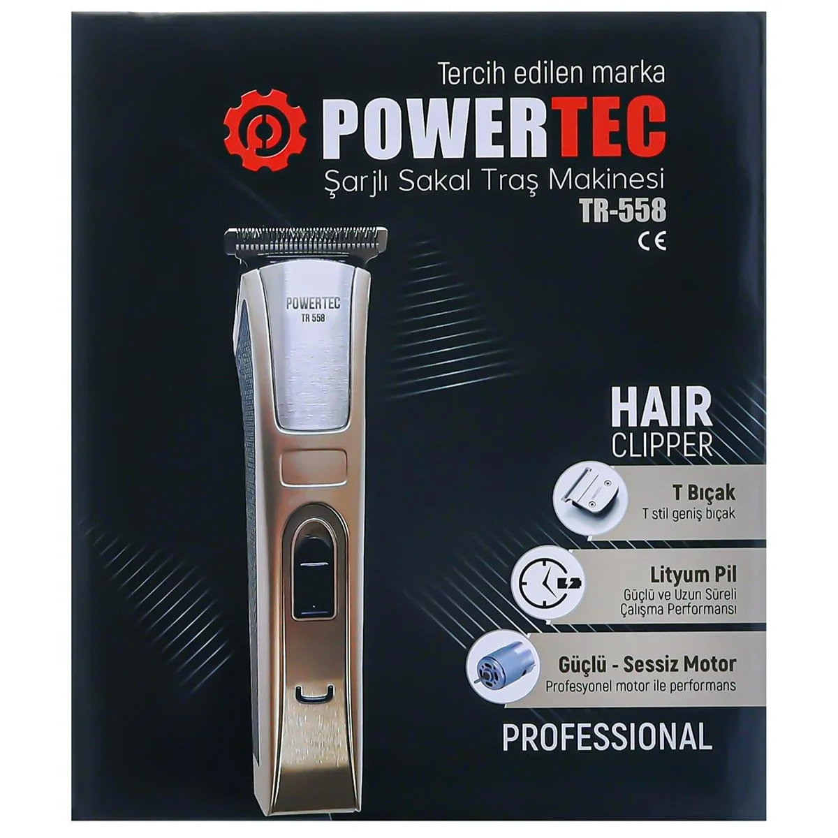 Powertec TR-558 Profesyonel T-Bıçak Saç Sakal Ense Tıraş Makinesi