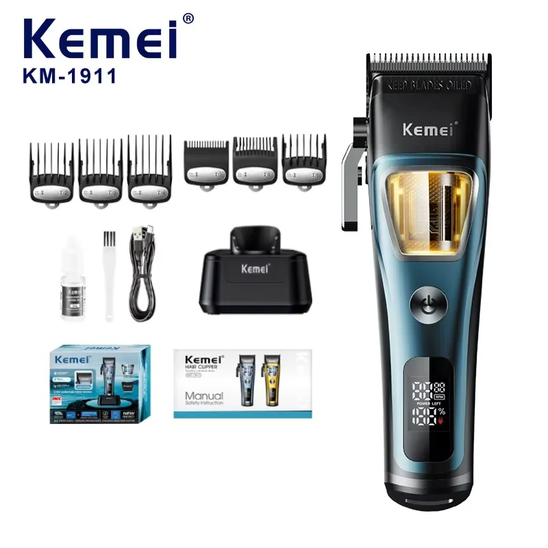 Kemei KM-1911 Profesyonel Saç Tıraş Makinesi (Clipper) (MAVİ)