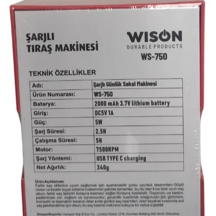 Wison WS-750 Profesyonel Sakal Tıraş Makinesi (Sıfırlayıcı/Shaver)