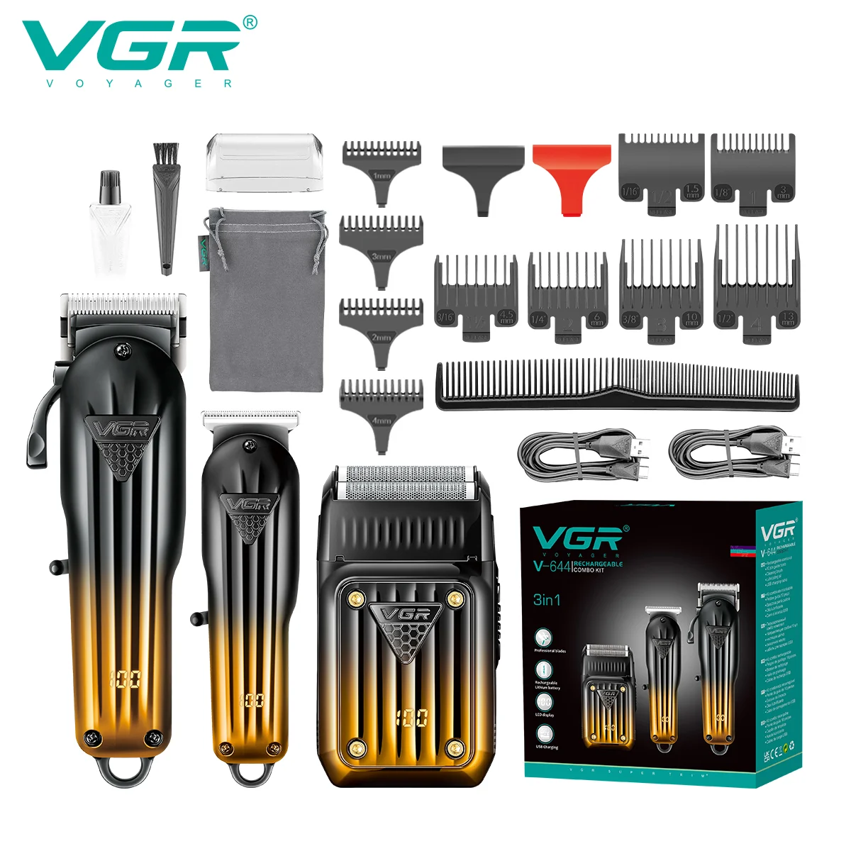 VGR V-644 Profesyonel 3'ü 1 Arada Saç Sakal Tıraş Makinesi Seti (Clipper Trimmer Shaver)