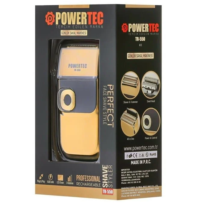 Powertec TR-550 Şarjlı Günlük Sakal Sinekkaydı Tıraş Makinesi