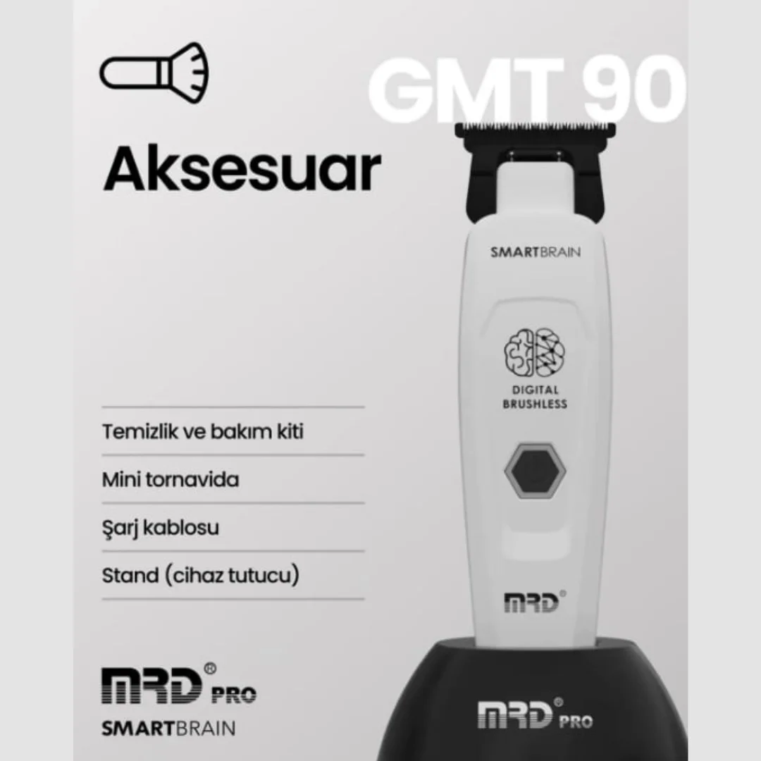 MRD PRO Smart Brain GMT-90 Profesyonel Saç Sakal Çizim Makinesi (Trimmer) (BEYAZ)