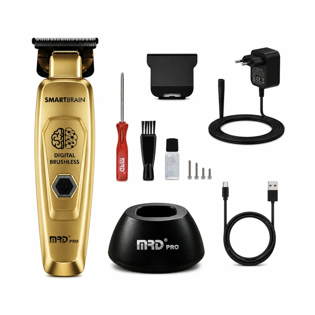 MRD PRO Smart Brain GMT-90 Profesyonel Saç Sakal Çizim Makinesi (Trimmer) (GOLD)