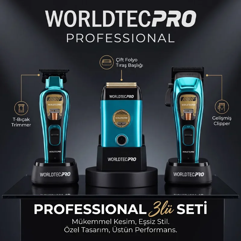 3'lü Tıraş Makinesi Seti – Worldtecpro - WT- 1994 - 1996 - 2001