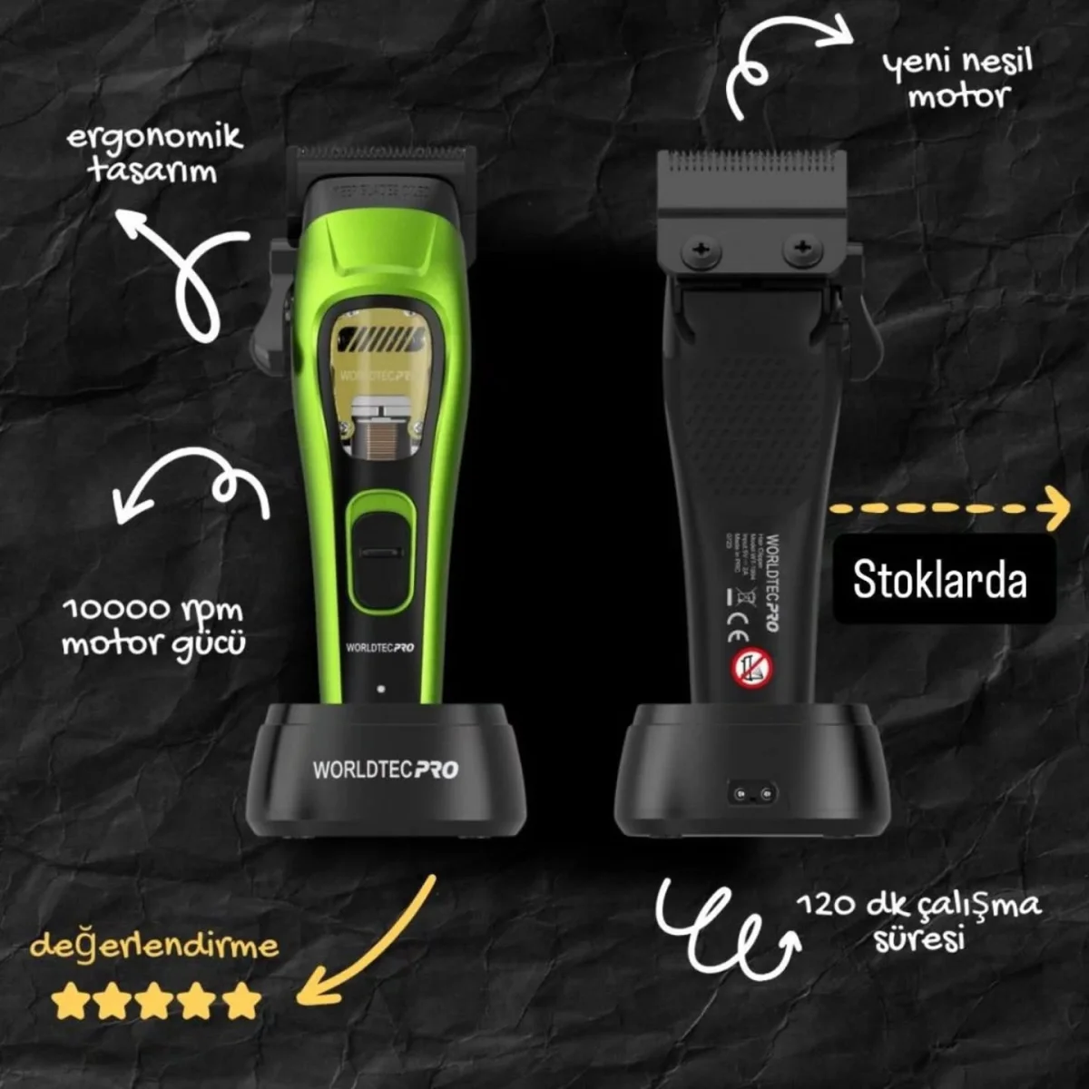 Saç Tıraş Makinesi - Worldtec WT-1994  – DLC Titanyum Bıçaklı